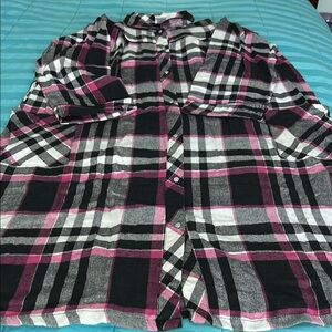 Anthony Richards Plaid Robe in Black, White, and Pink